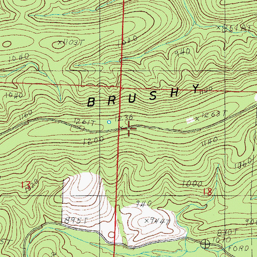 Topographic Map of Brushy Mountain, AR
