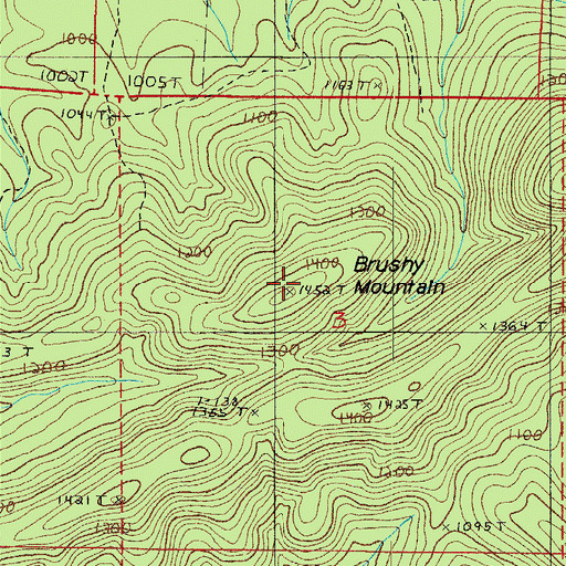 Topographic Map of Brushy Mountain, AR