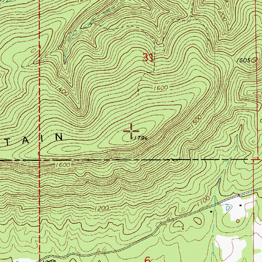 Topographic Map of Brushy Mountain, AR
