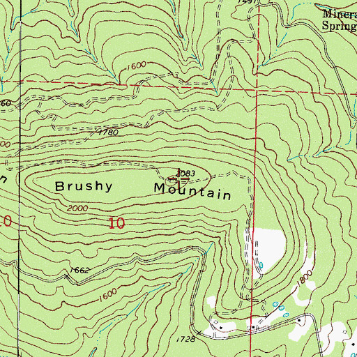 Topographic Map of Brushy Mountain, AR