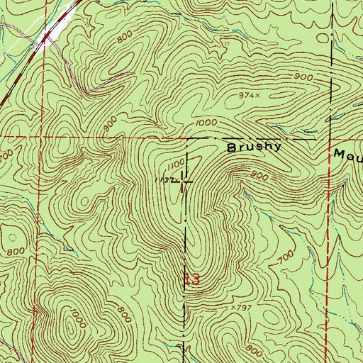 Topographic Map of Brushy Mountain, AR