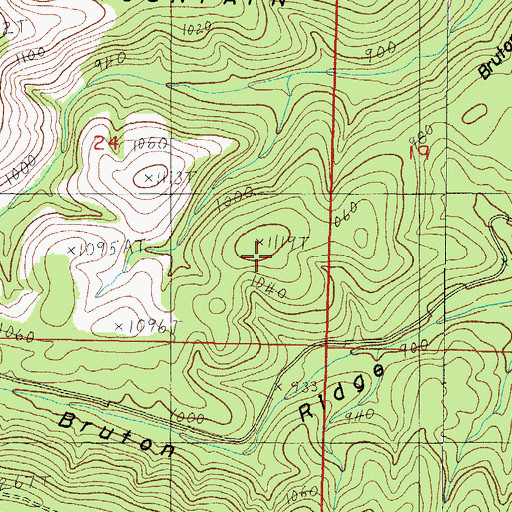 Topographic Map of Bruton Ridge, AR