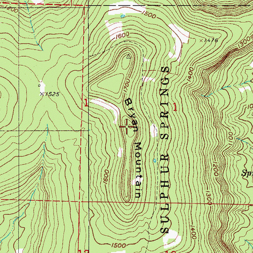 Topographic Map of Bryan Mountain, AR