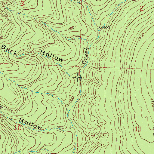 Topographic Map of Buck Hollow, AR