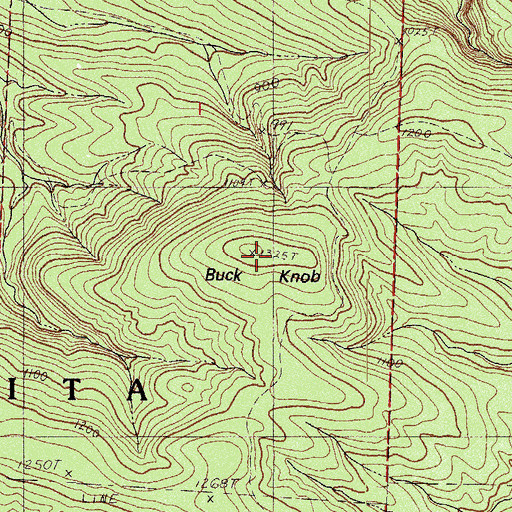 Topographic Map of Buck Knob, AR