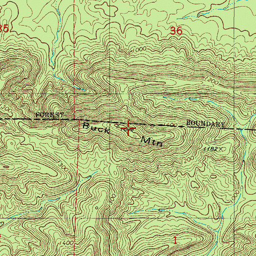 Topographic Map of Buck Mountain, AR