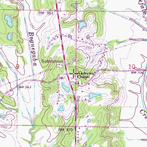 Topographic Map of Andrews Chapel Cemetery, MS