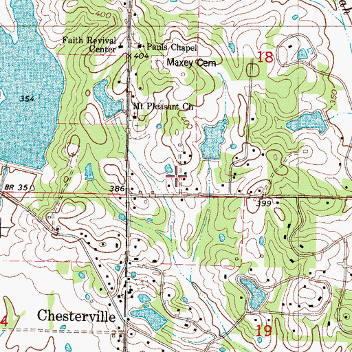 Topographic Map of Chesterville Cemetery, MS