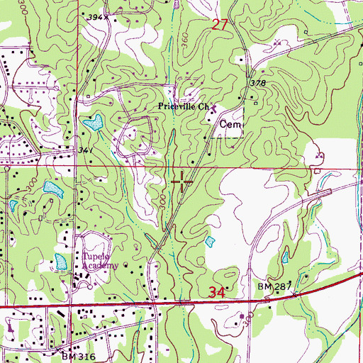 Topographic Map of Clanton-Price Family Cemetery, MS