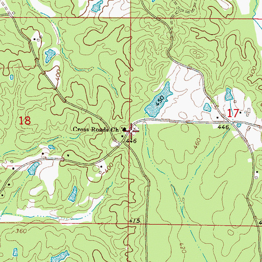 Topographic Map of Cross Roads Cemetery, MS