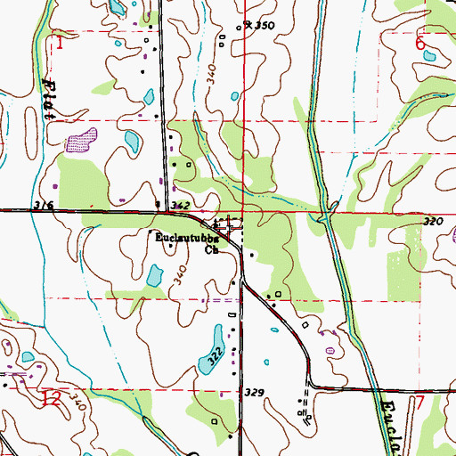 Topographic Map of Eulatubba Cemetery, MS