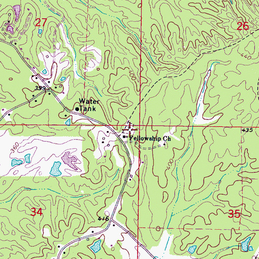 Topographic Map of Fellowship Cemetery, MS
