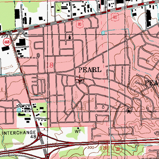 Topographic Map of Antioch Missionary Baptist Church, MS