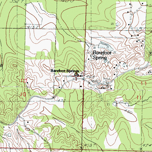 Topographic Map of Barefoot Springs Cemetery, MS