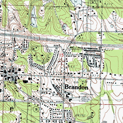Topographic Map of Brandon Church of Christ, MS