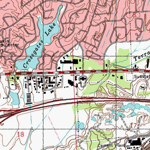 Topographic Map of Brandon Public Library, MS