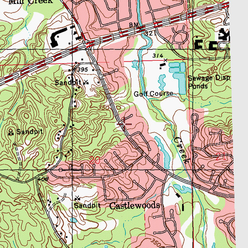 Topographic Map of Castlewoods Baptist Church, MS