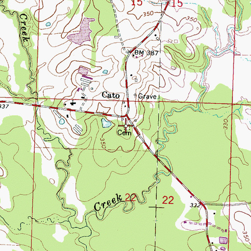 Topographic Map of Cato Cemetery, MS