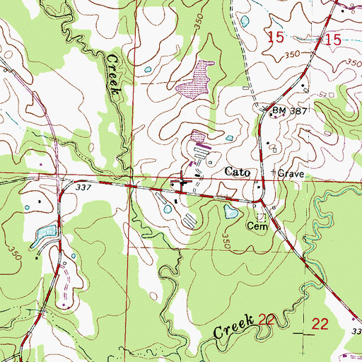 Topographic Map of Cato Springs Baptist Church, MS