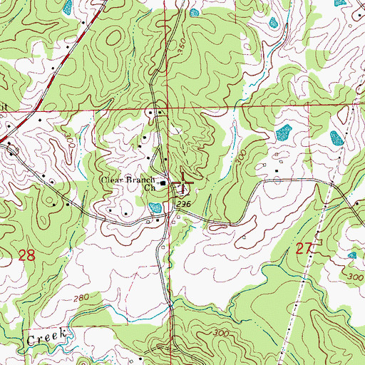 Topographic Map of Clear Branch Cemetery, MS