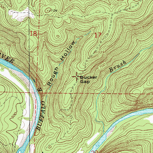 Topographic Map of Bucker Gap, AR
