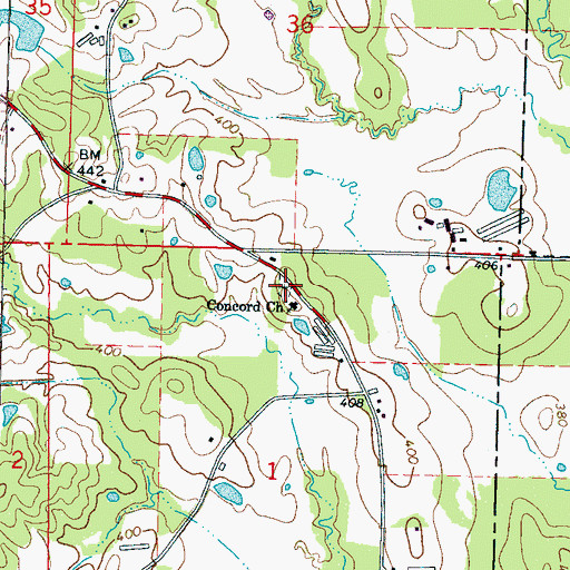 Topographic Map of Concord Cemetery, MS