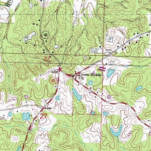 Topographic Map of Crossroads Cemetery, MS