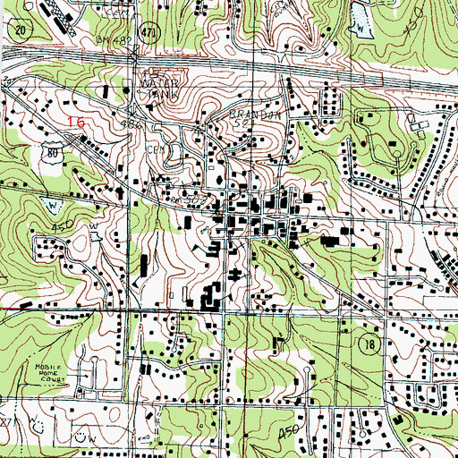 Topographic Map of Crossview Baptist Church, MS