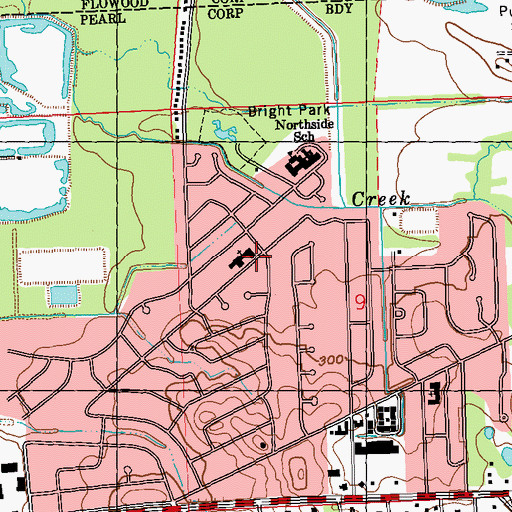 Topographic Map of Eastside Baptist Church, MS