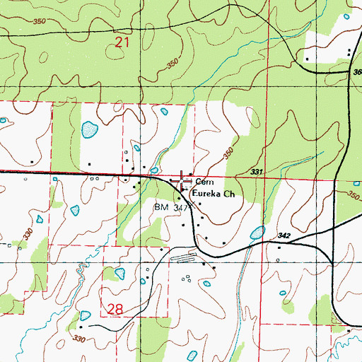 Topographic Map of Eureka Cemetery, MS