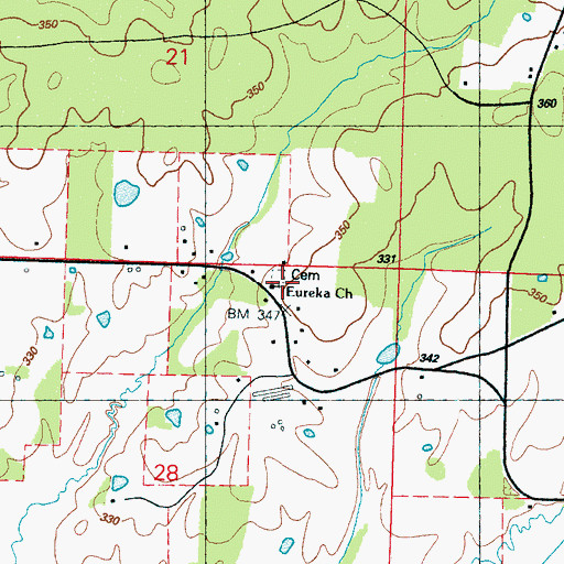Topographic Map of Eureka School (historical), MS