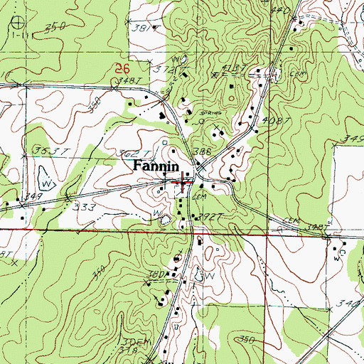 Topographic Map of Fannin Baptist Church, MS