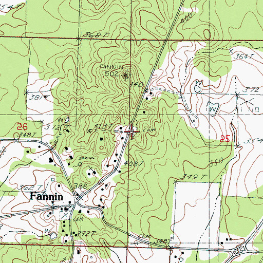 Topographic Map of Fannin Cemetery, MS
