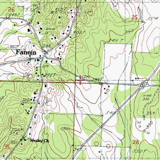 Topographic Map of Fannin Cemetery, MS