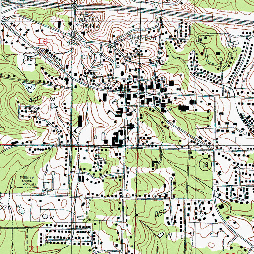 Topographic Map of First Baptist Church, MS