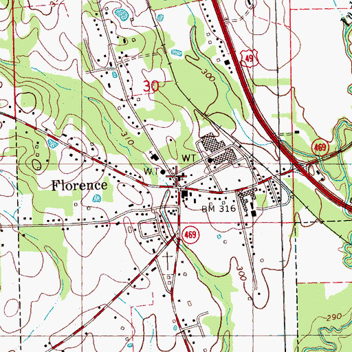 Topographic Map of First Baptist Church, MS