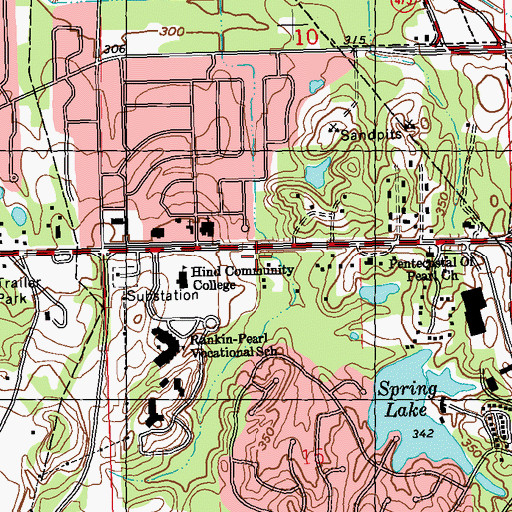 Topographic Map of First Pentecostal Church, MS