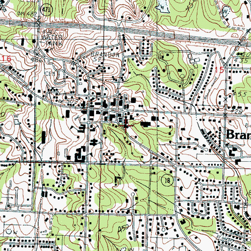 Topographic Map of First United Methodist Church of Brandon, MS