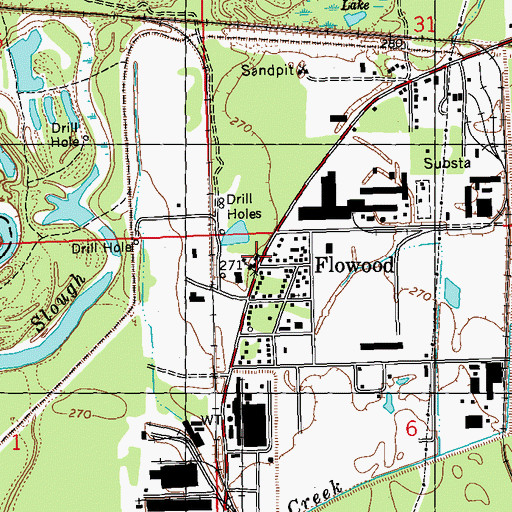Topographic Map of Flowood Baptist Church, MS
