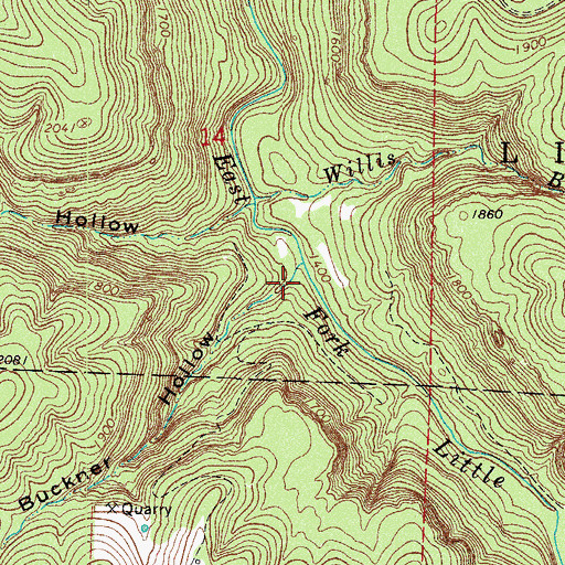 Topographic Map of Buckner Hollow, AR