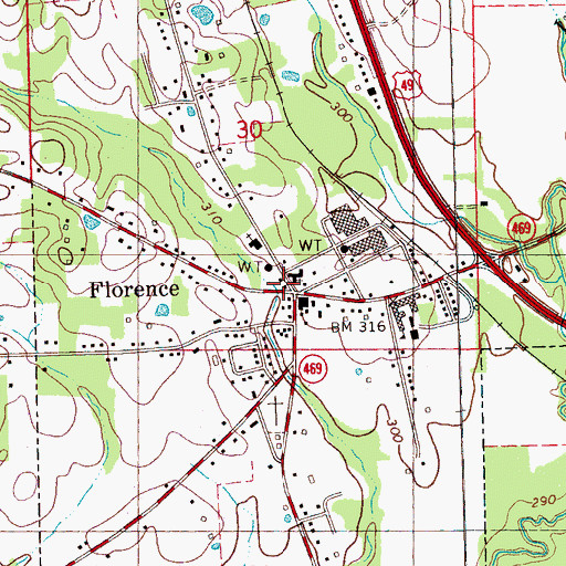 Topographic Map of Florence Public Library, MS