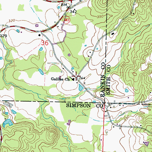 Topographic Map of Galilee, MS