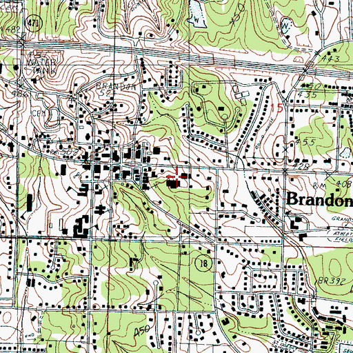Topographic Map of Harrell Shopping Center, MS
