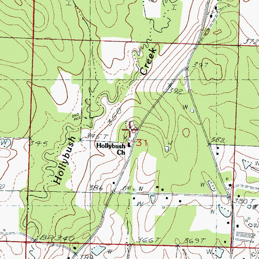 Topographic Map of Hollybush Cemetery, MS