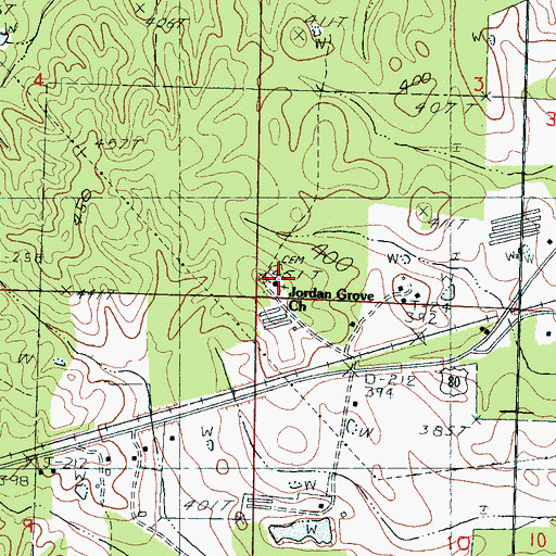 Topographic Map of Jordan Grove Cemetery, MS