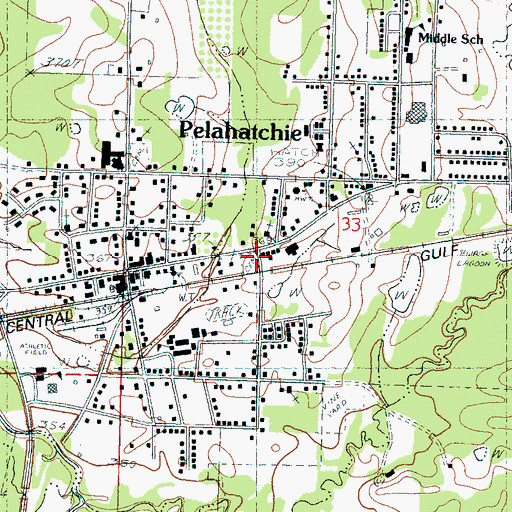 Topographic Map of Little Zion Cemetery, MS