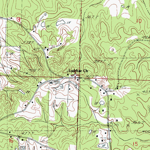 Topographic Map of Lodebar Cemetery, MS