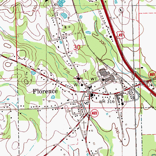 Topographic Map of Marvin United Methodist Church, MS