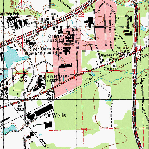 Topographic Map of Metro School of Gymnastics, MS