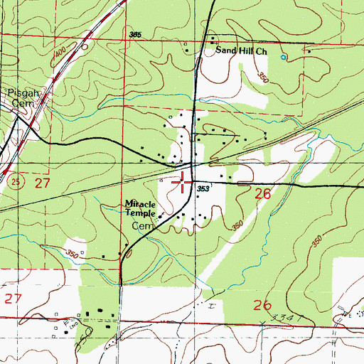 Topographic Map of Miracle Temple Cemetery, MS